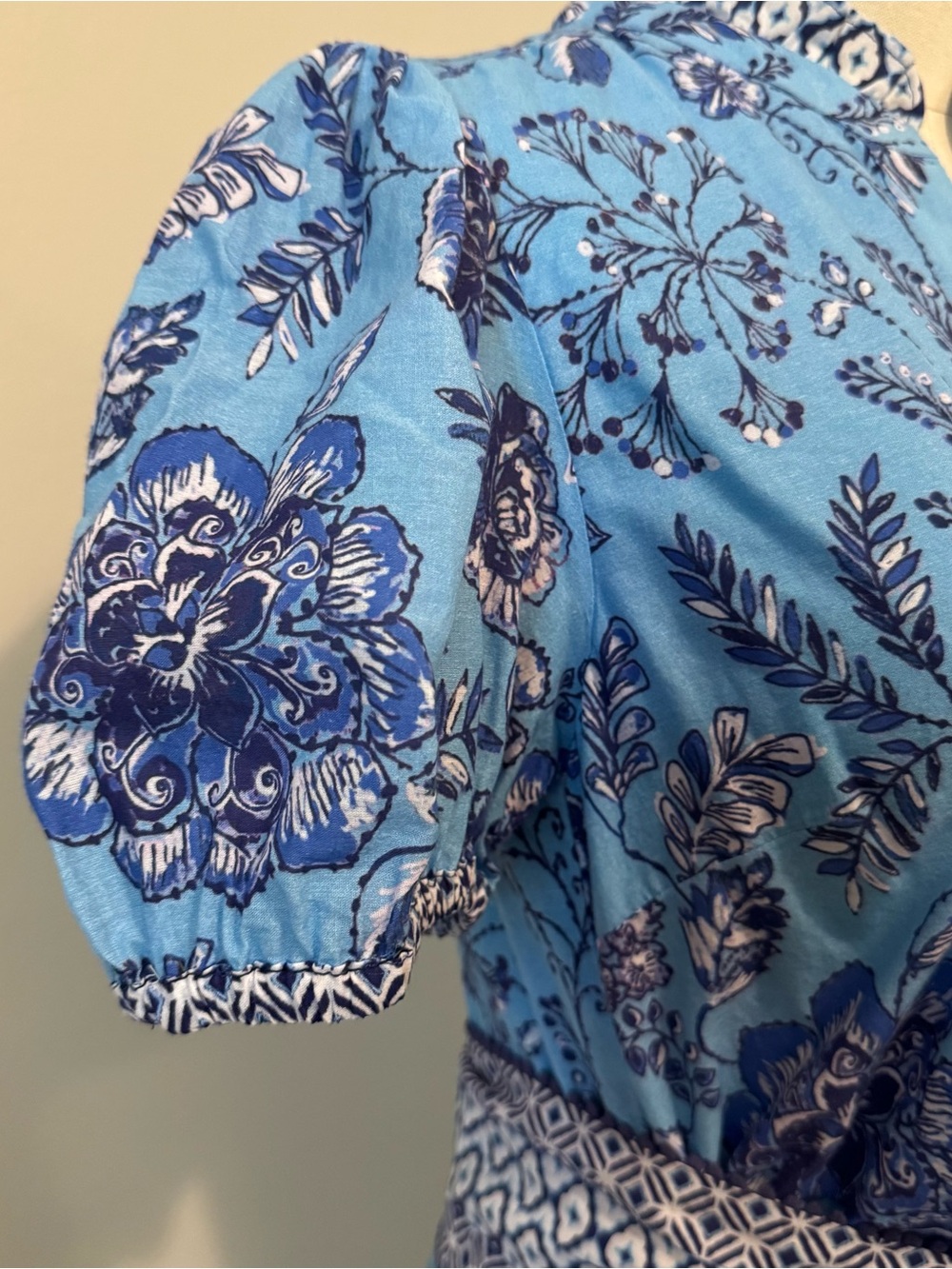 CELINA MOON Blue Floral Maxi Dress with Patterned Sash - Picture 6 of 15